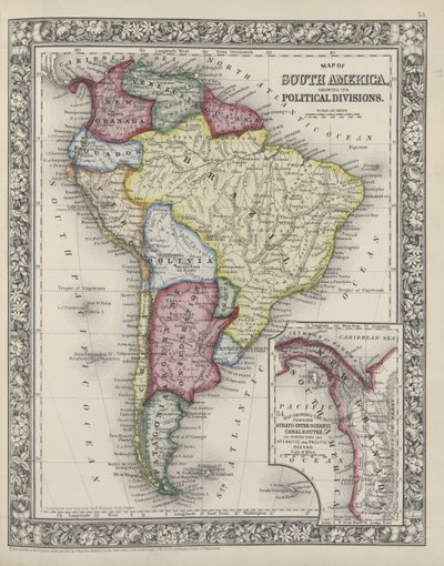 Map of South America showing its political divisions from Mitchell